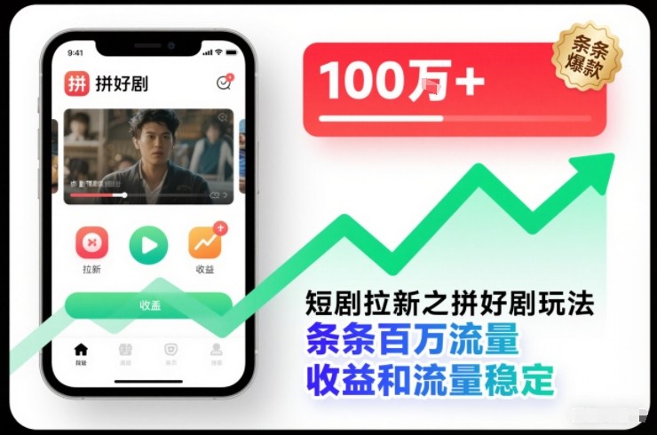 短剧拉新之拼好剧玩法，条条百万流量，收益和流量稳定-站源网