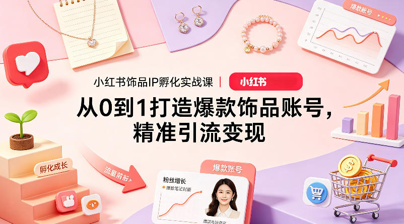 小红书饰品IP孵化实战课｜从0到1打造爆款饰品账号，精准引流变现-站源网