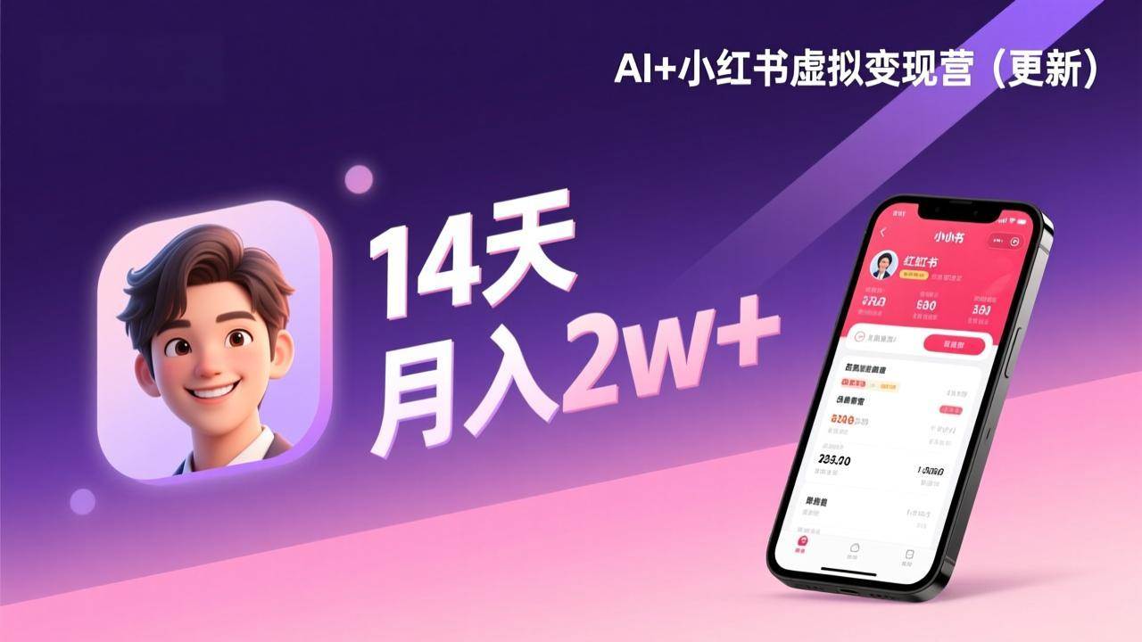 (17275期)AI+小红书虚拟变现营(更新),14天掌握选品、笔记、成交,打造自动化月入2w+事业-站源网