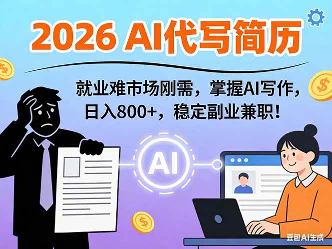 （17119期）AI代写简历，超暴利，用万能模板月入1-3万实战教程，2026年市场刚需！-站源网
