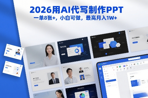 2026用AI代写制作PPT，一单8张+，小白可做，最高月入1W+-站源网