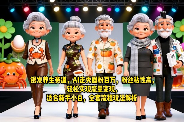 银发养生赛道，AI走秀圈粉百万，粉丝粘性高，轻松实现流量变现，适合新手小白，全套流程玩法解析-站源网