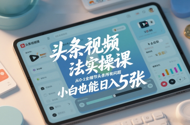 头条视频玩法实操课,从0-1全细节头条所有问题,小白也能日入5张-站源网