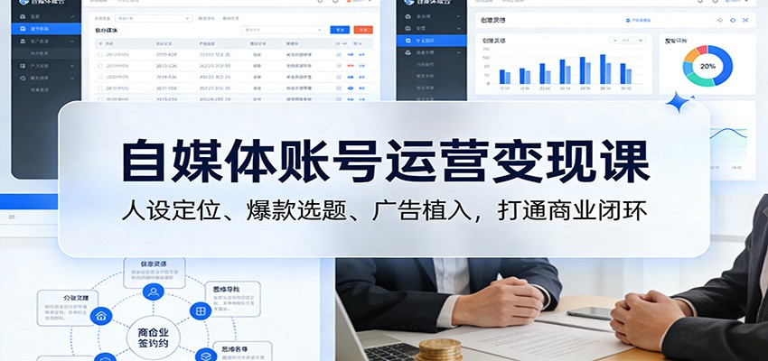 自媒体账号运营变现课：人设定位、爆款选题、广告植入，打通商业闭环-站源网