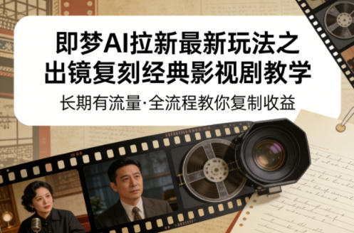 即梦AI拉新最新玩法之出镜复刻经典影视剧教学,长期有流量,全流程教你复制收益-站源网