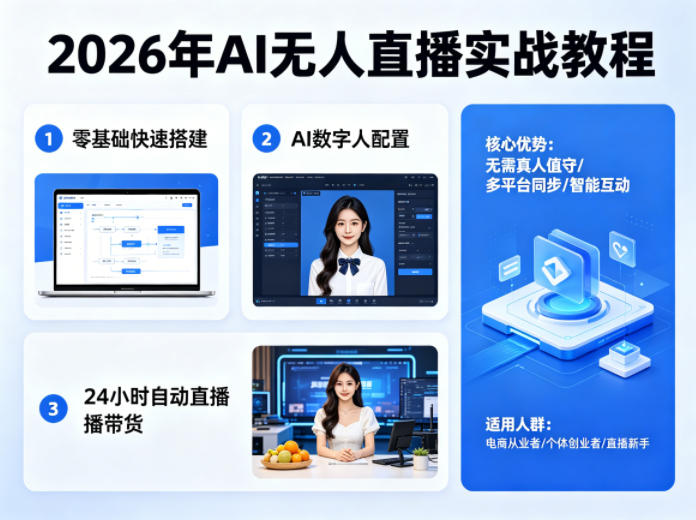 2026年AI无人直播实战教程，零基础也能快速搭建AI数字人无人直播间，实现24小时自动直播带货-站源网