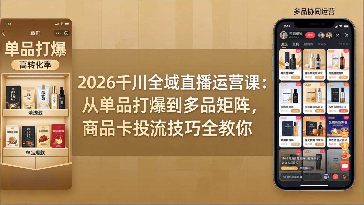 2026千川全域直播运营课:从单品打爆到多品矩阵,商品卡投流技巧全教你-站源网