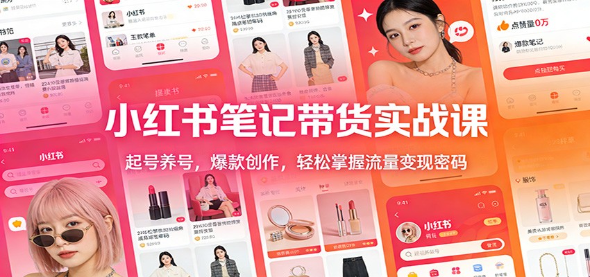 小红书笔记带货实战课：起号养号，爆款创作，轻松掌握流量变现密码-站源网