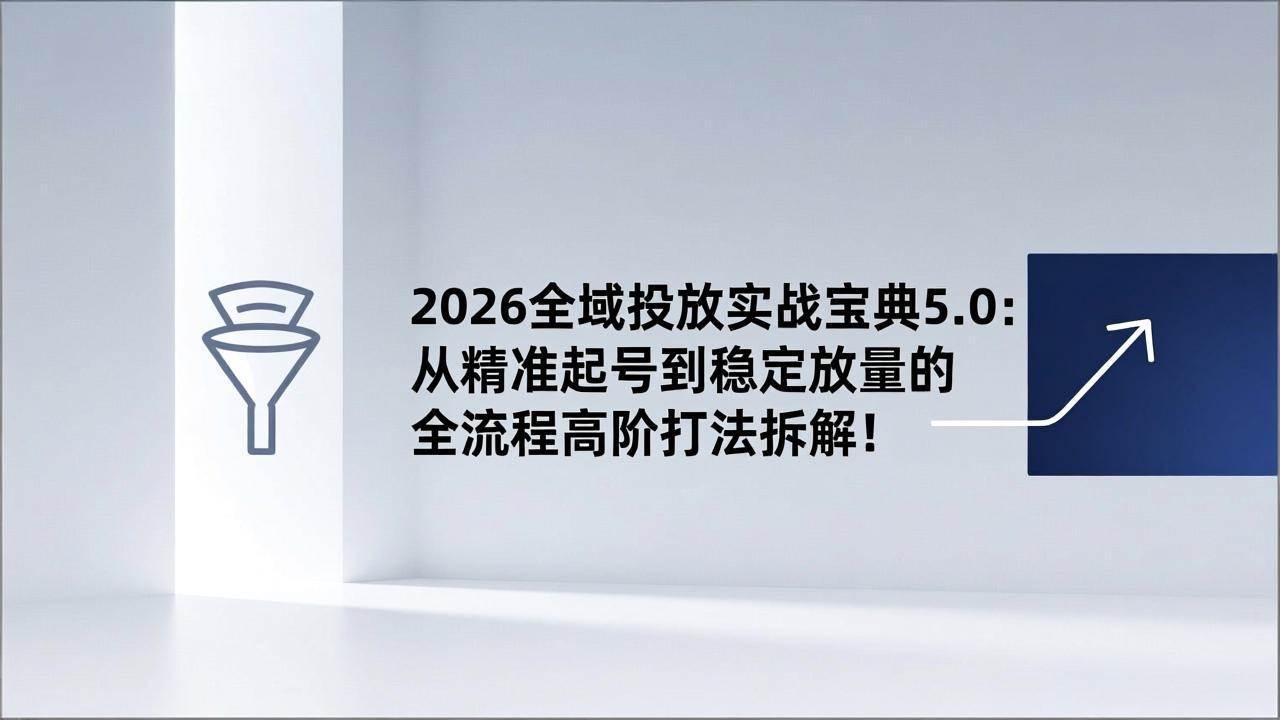（17156期）2026全域投放实战宝典5.0：从精准起号到稳定放量的全流程高阶打法拆解！-站源网