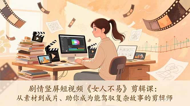 （17305期）剧情竖屏短视频《女人不易》剪辑课：从素材到成片、助你成为能驾驭复杂故事的剪辑师-站源网