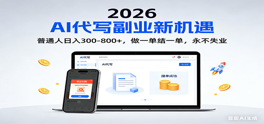 2026 副业首选！AI 代写日入 300-800，普通人0门槛，做一单结一单！-站源网