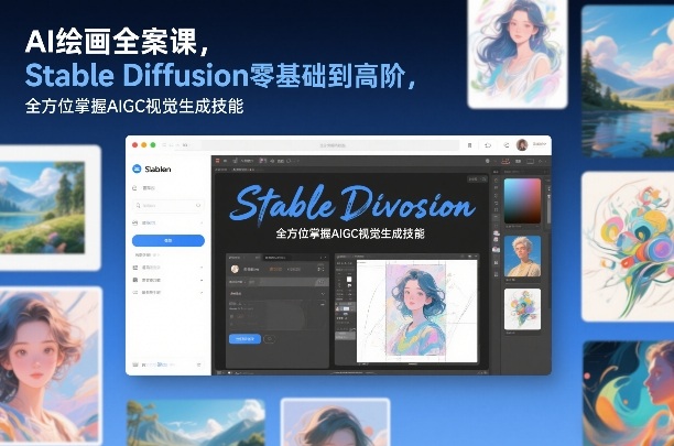 AI绘画全案课,Stable Diffusion零基础到高阶,全方位掌握AIGC视觉生成技能-站源网