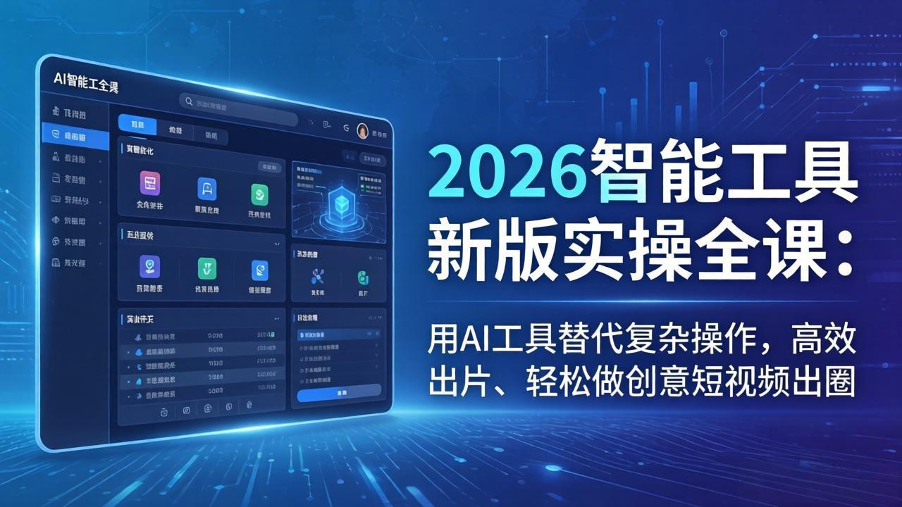 2026智能工具新版实操全课：用AI工具替代复杂操作，高效出片、轻松做创意短视频出圈-站源网