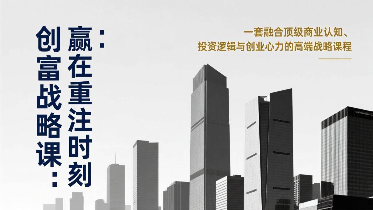 （17337期）《创富战略课：赢在重注时刻》一套融合顶级商业认知、投资逻辑与创业心力的高端战略课程-站源网