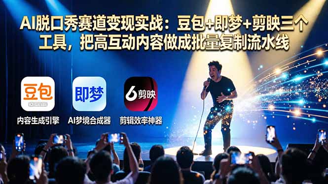 AI脱口秀赛道变现实战：豆包+即梦+剪映三个工具，把高互动内容做成批量复制流水线-站源网
