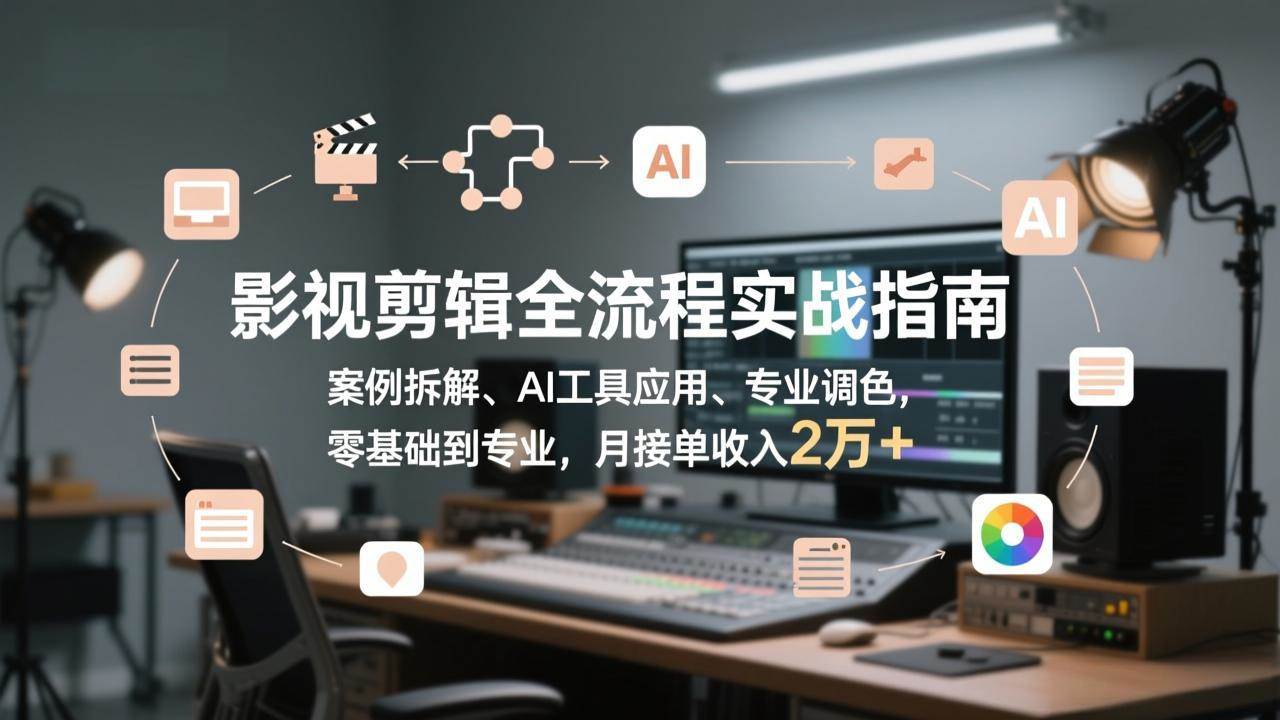 （17338期）影视剪辑全流程实战指南，案例拆解、AI工具应用、专业调色，零基础到专业，月接单收入2万+-站源网
