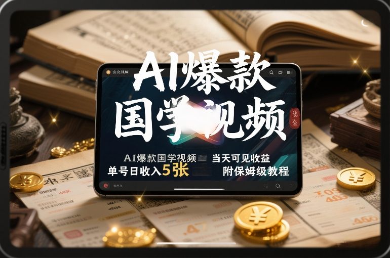 AI爆款国学视频，独家起号方法，小白直接上手，当天可见收益，单号日收入5张+附保姆级教程-站源网