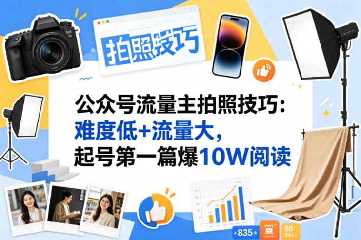 公众号流量主之拍照技巧赛道，难度低+流量大，起号第一篇就爆了10w阅读-站源网