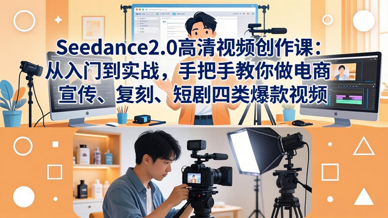 Seedance2.0高清视频创作课：从入门到实战，手把手教你做电商、宣传、复刻、短剧四类爆款视频-站源网