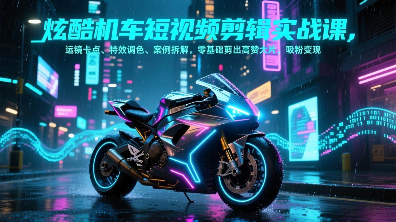（17304期）炫酷机车短视频剪辑实战课，运镜卡点、特效调色、案例拆解，零基础剪出高赞大片，吸粉变现-站源网