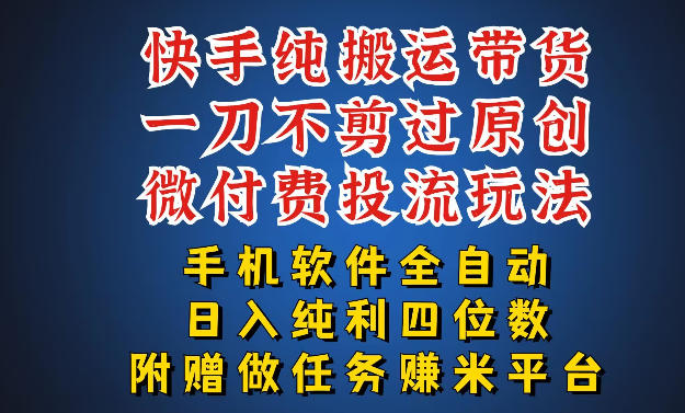 最新黑科技快手搬运带货方法,手机就能操作,轻松带你日入四位数【揭秘】-站源网