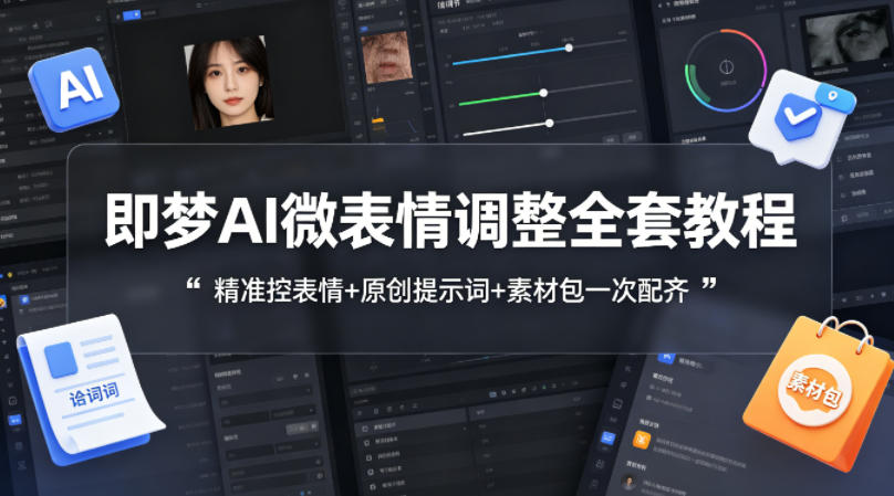 即梦AI微表情调整全套教程，精准控表情+原创提示词+素材包一次配齐-站源网