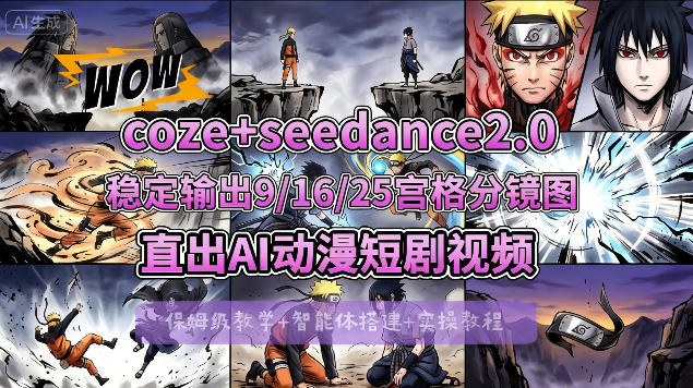 [COZE搭建教学]COZE+即梦Seedance 2.0稳定输出9-16-25宫格分镜图直出AI漫剧视频-站源网