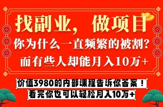 价值3980的网创内部课程,告诉你互联网创业月入10个W的秘密【揭秘】-站源网