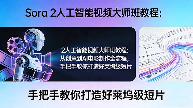 Sora 2人工智能视频大师班教程：从创意到AI电影制作全流程，手把手教你打造好莱坞级短片-站源网