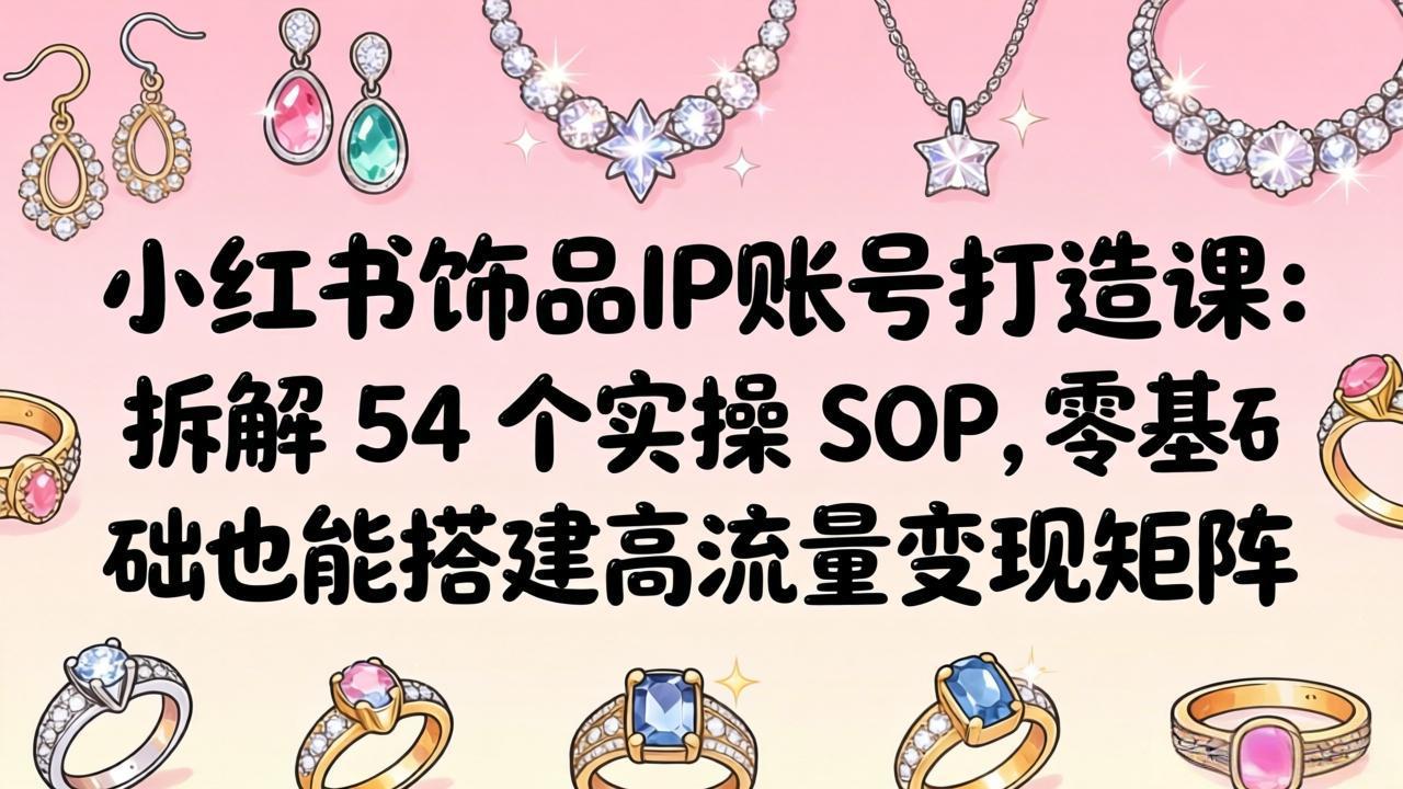 小红书饰品IP账号打造课：拆解 54 个实操 SOP，零基础也能搭建高流量变现矩阵-站源网