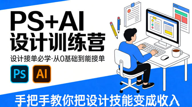 设计接单必学，PS+AI设计训练营，从0基础到能接单，手把手教你把设计技能变成收入-站源网