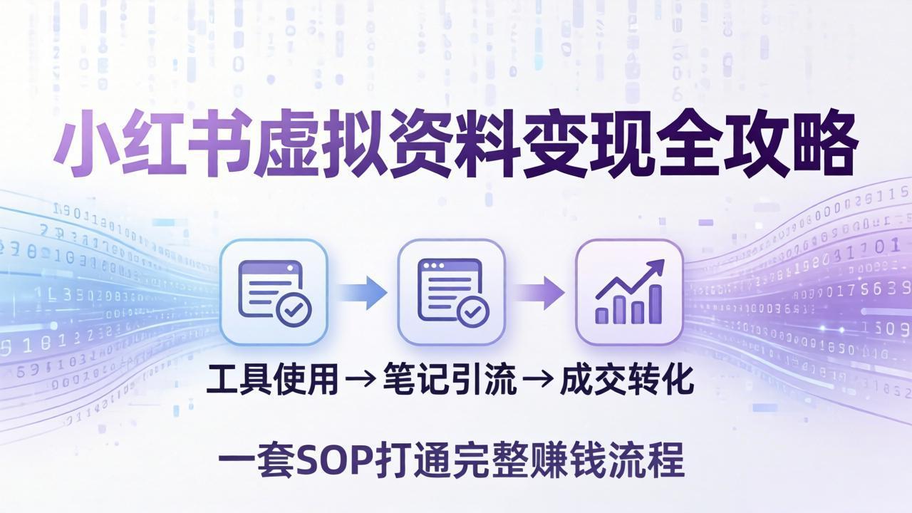 小红书虚拟资料变现全攻略:从工具使用到笔记引流成交,一套 SOP 打通完整赚钱流程-站源网