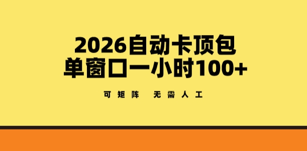2026自动卡顶包玩法，单窗口一小时100+，可矩阵操作，无需人工【揭秘】-站源网