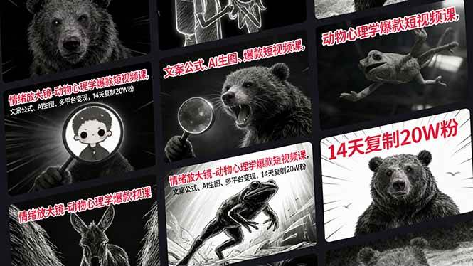 （17376期）情绪放大镜-动物心理学爆款短视频课，文案公式、AI生图、多平台变现，14天复制20W粉-站源网