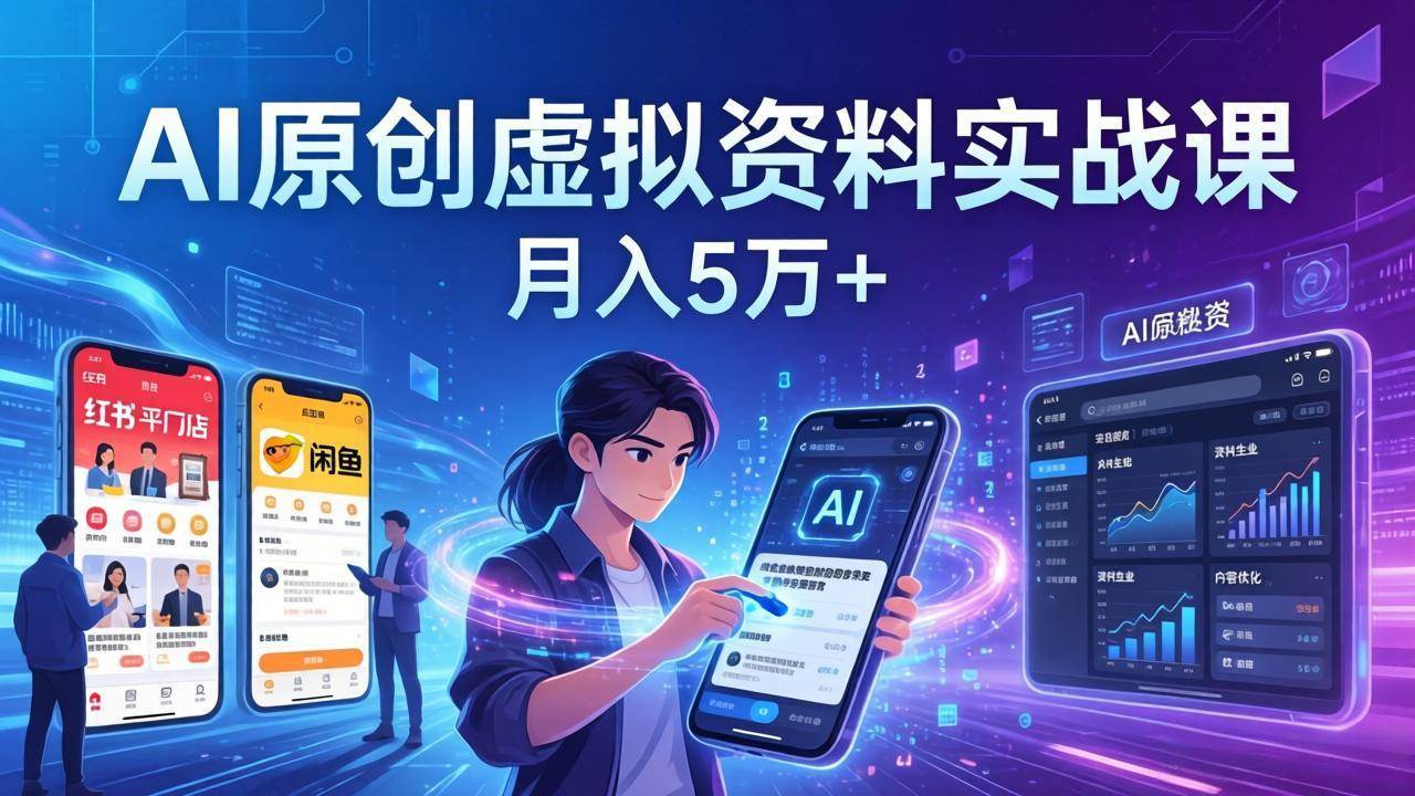 （17657期）AI原创虚拟资料实战课：2026新机会，小红书闲鱼开店，普通人用AI轻松变现，月入5万+-站源网