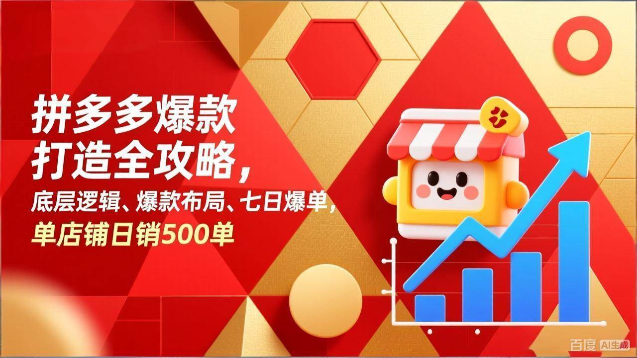 （17346期）拼多多爆款打造全攻略，底层逻辑、爆款布局、七日爆单，单店铺日销500单-站源网