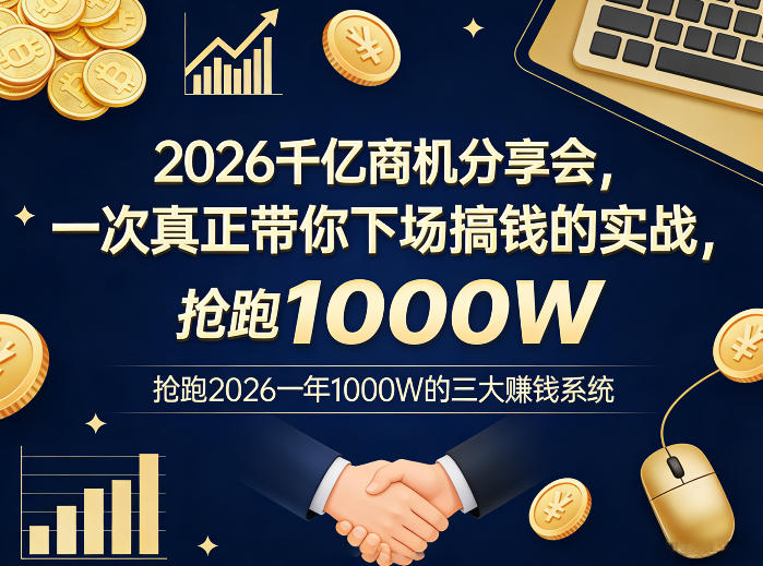 2026千亿商机分享会,一次真正带你下场搞钱的实战,抢跑2026一年1000W的三大賺钱系统-站源网