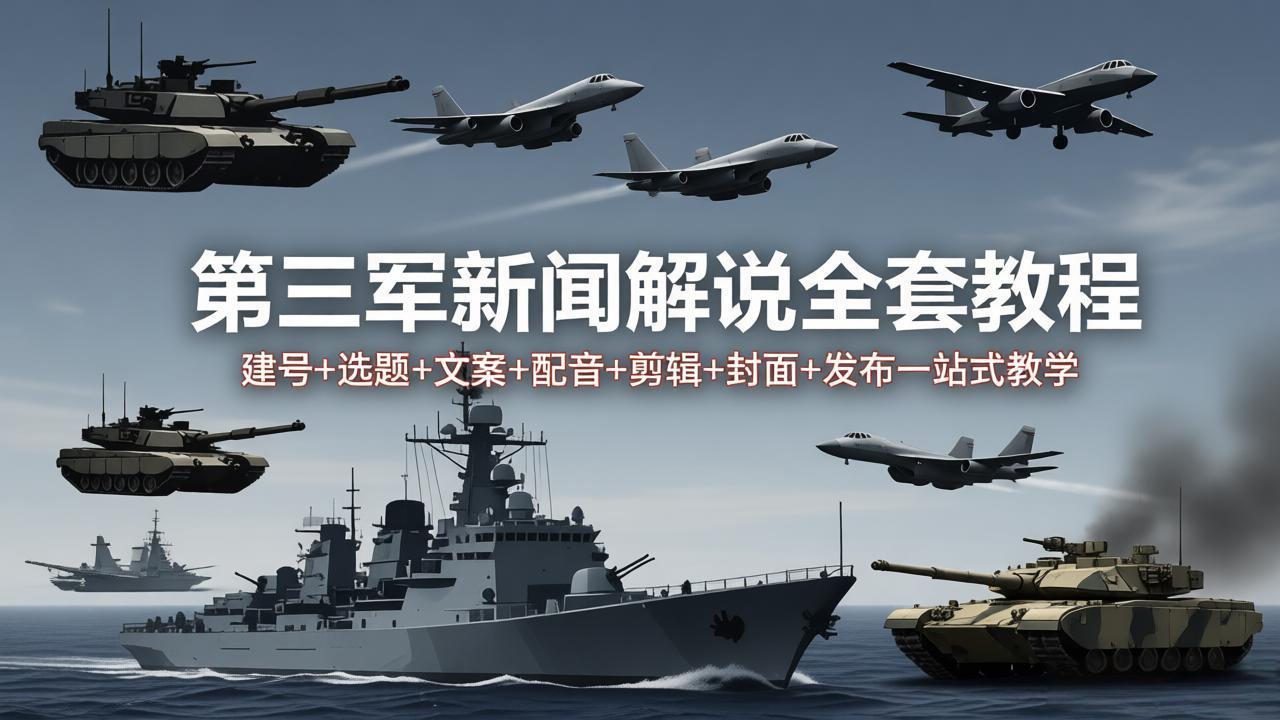 第三军迷新闻解说全套教程：建号+选题+文案+配音+剪辑+封面+发布一站式教学-站源网