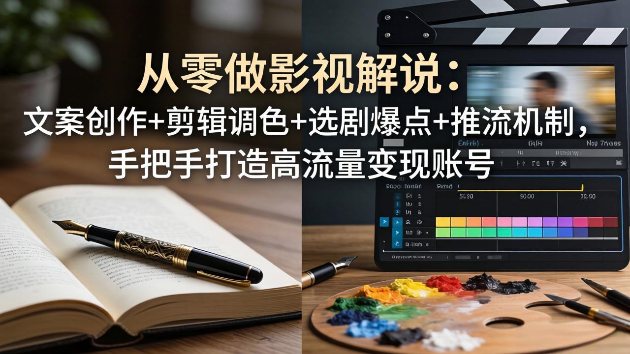 从零做影视解说：文案创作+剪辑调色+选剧爆点+推流机制，手把手打造高流量变现账号-站源网