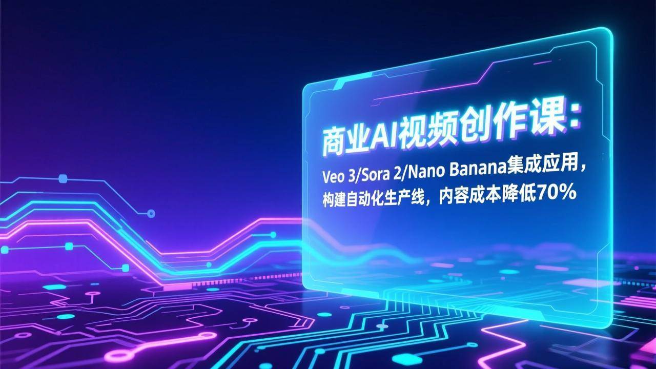 （17070期）商业AI视频创作课：Veo 3/Sora 2/Nano Banana集成应用，构建自动化生产线，内容成本降低70%-站源网