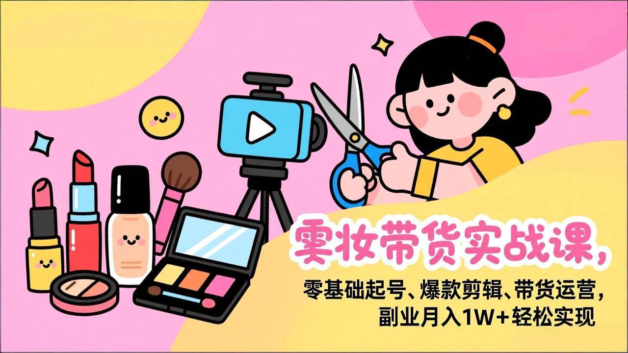 (17189期)美妆带货实战课,零基础起号、爆款剪辑、带货运营,副业月入1W+轻松实现-站源网