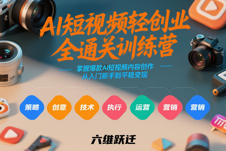 AI短视频轻创业全通关训练营，掌握爆款AI短视频内容创作，从入门新手到平稳变现的六维跃迁-站源网