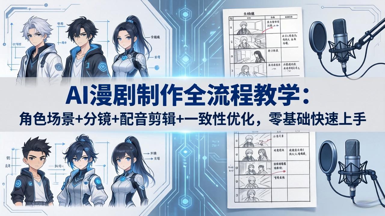 AI漫剧制作全流程教学：角色场景+分镜+配音剪辑+一致性优化，零基础快速上手-站源网