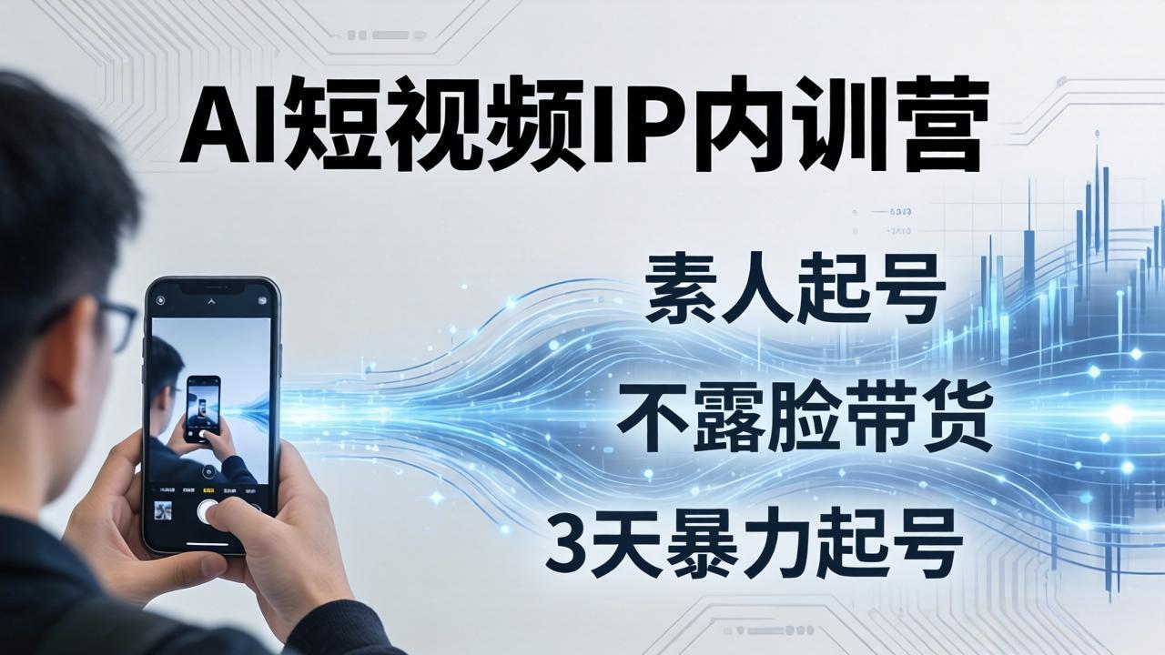 2026AI短视频IP内训营：从素人起号到不露脸带货，3天暴力起号全流程拆解-站源网