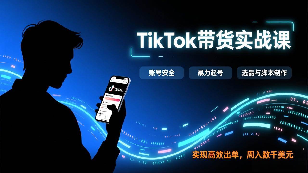 （17278期）TikTok带货实战课，涵盖账号安全、暴力起号、选品与脚本制作，实现高效出单，周入数千美元-站源网