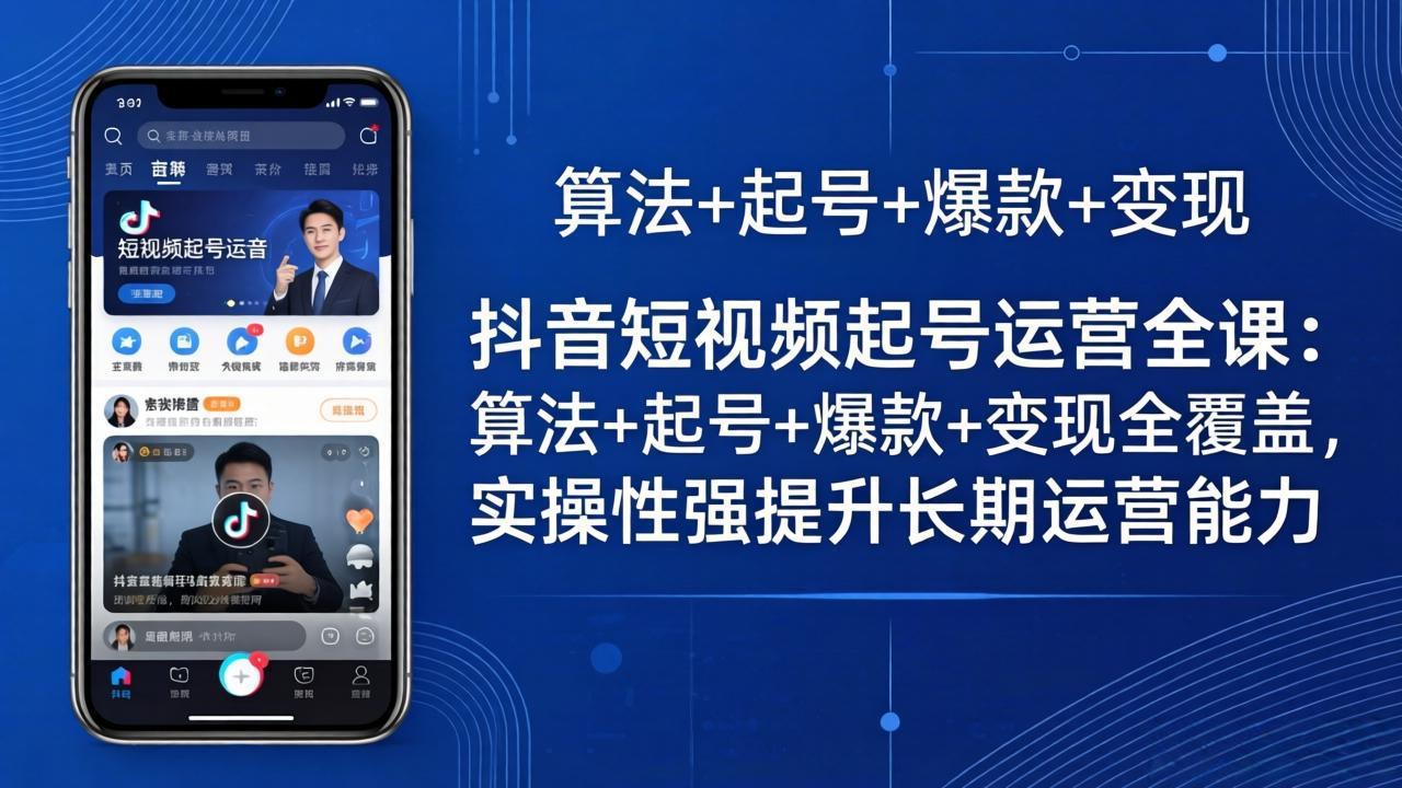 抖音短视频起号运营全课：算法+起号+爆款+变现全覆盖，实操性强提升长期运营能力-站源网