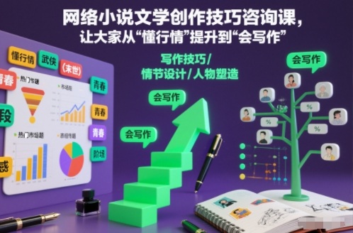 网络小说文学创作技巧咨询课,让大家从“懂行情”提升到”会写作”的高度-站源网