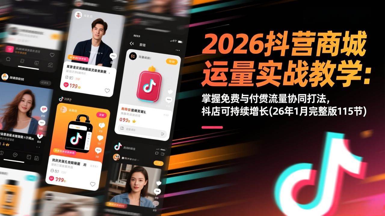 （17165期）2026抖音商城运营实战教学：掌握免费与付费流量协同打法，抖店可持续增长(26年1月完整版115节)-站源网