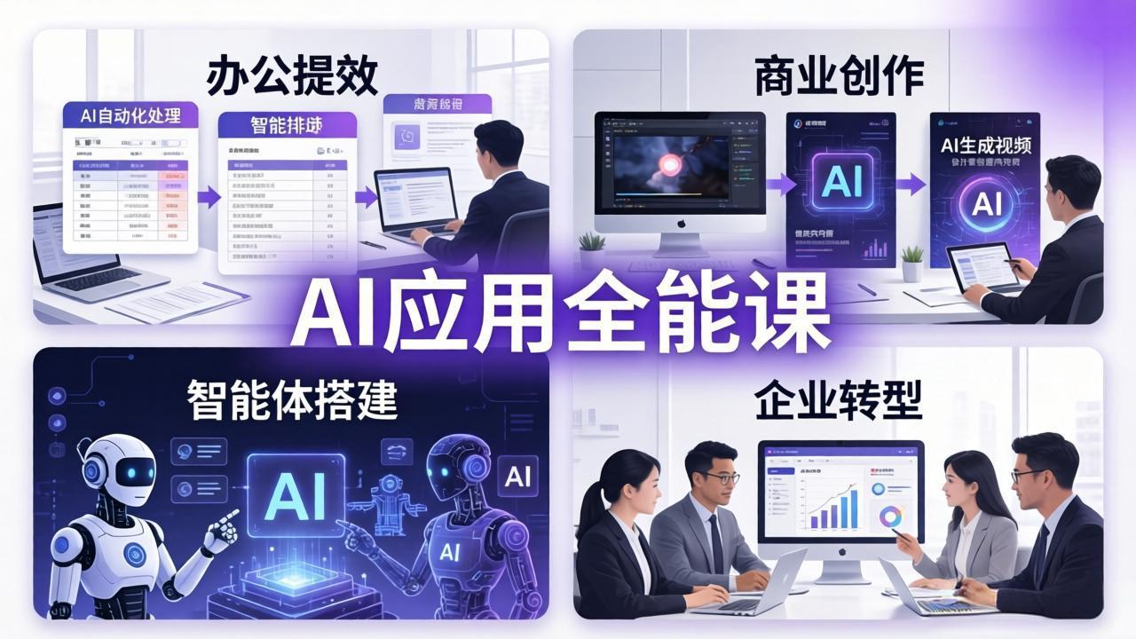 AIGC 应用全能课:办公提效、商业创作、智能体搭建、企业转型,一站式学会AI应用-站源网