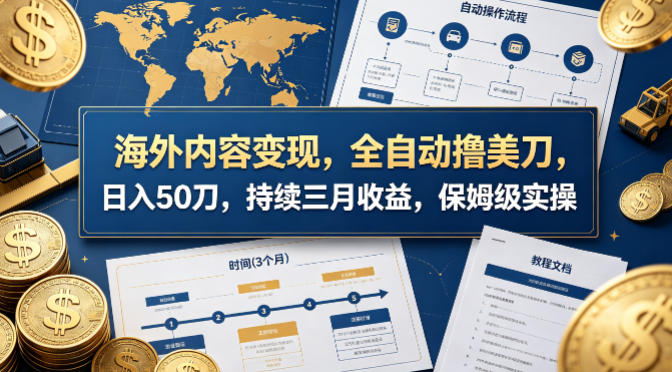 海外内容变现，全自动撸美刀，日入50刀，持续三月收益，保姆级实操【揭秘】-站源网